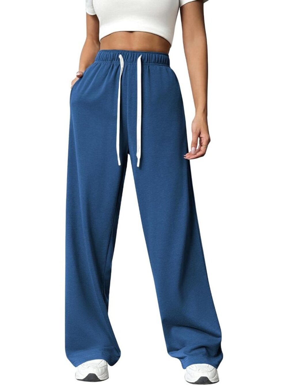 High-Waisted Wide Leg Sweatpants for Women | Casual Baggy Workout Pants with